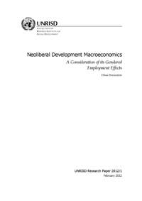 Neoliberal Development Macroeconomics: A Consideration of its Gendered Employment Effects